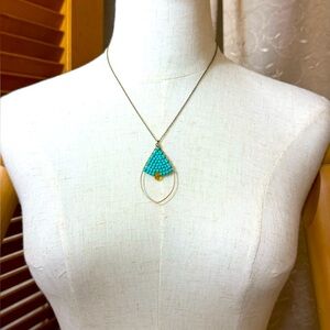 Stella & Dot Blue and Gold Teardrop Necklace